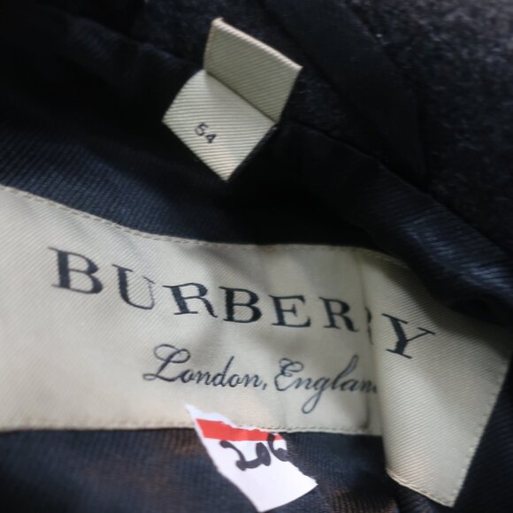 Mens Burberry Claythorpe Double-Breasted Peacoat Charcoal Gray Coat 54 US/44R - Picture 16 of 16